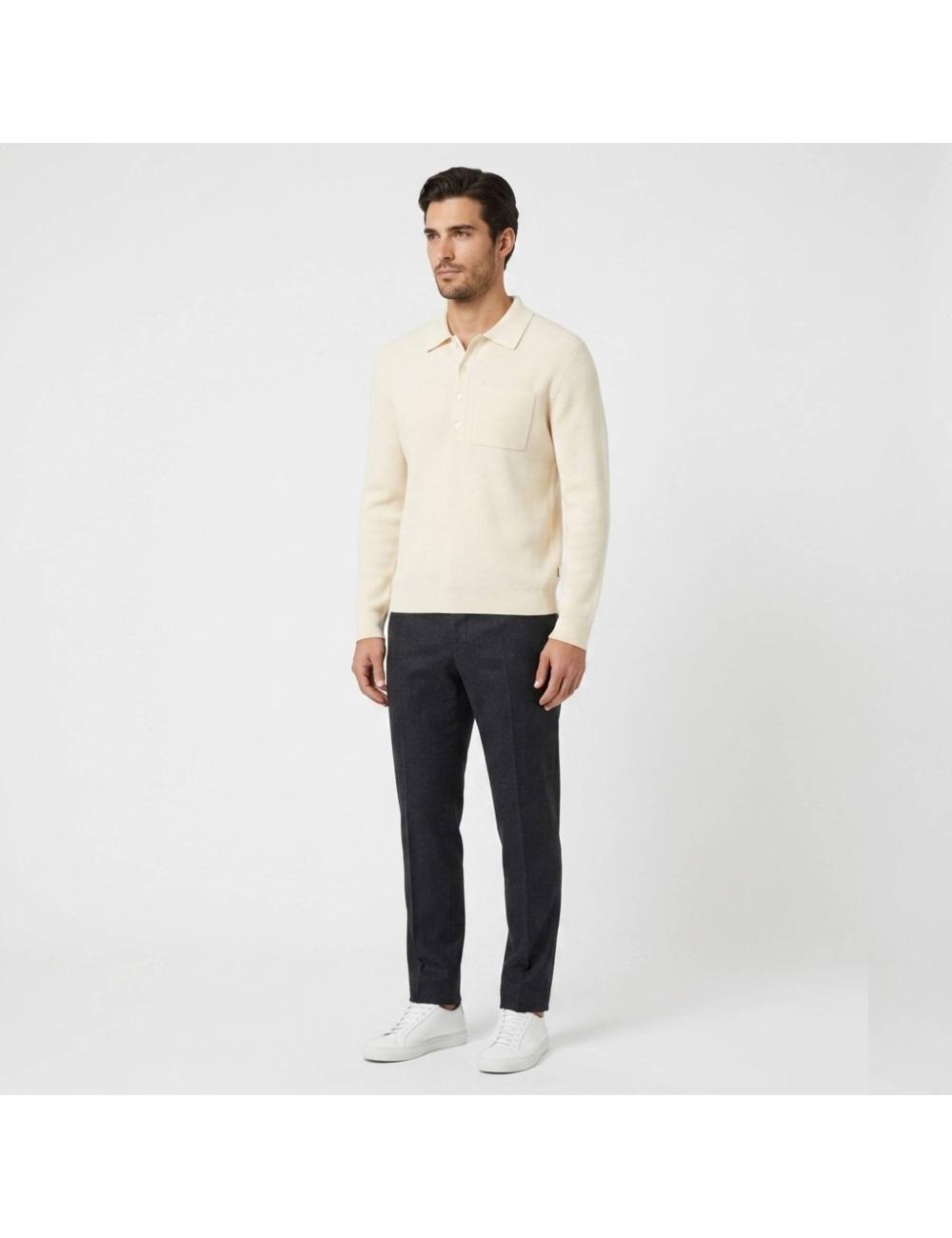 White wool polo shirt...