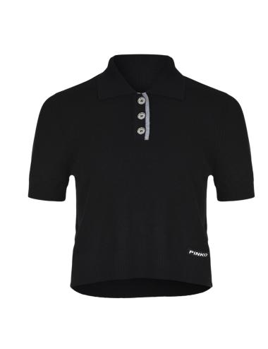 Pinko black cashmere polo shirt