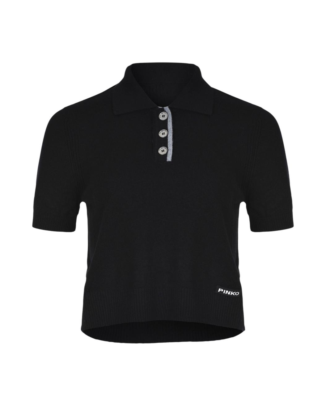 Pinko black cashmere polo shirt