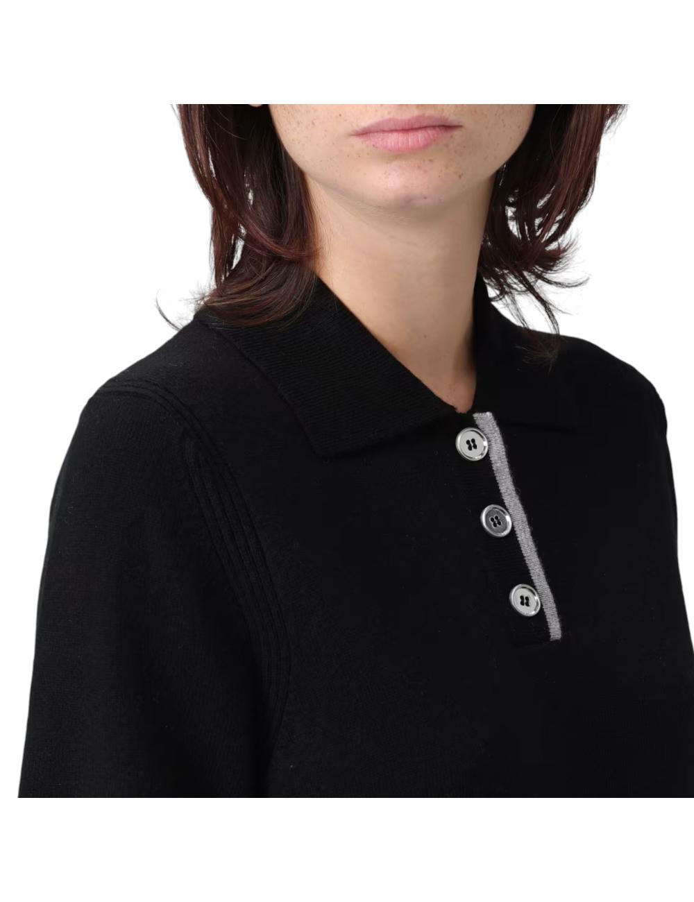 Pinko black cashmere polo shirt