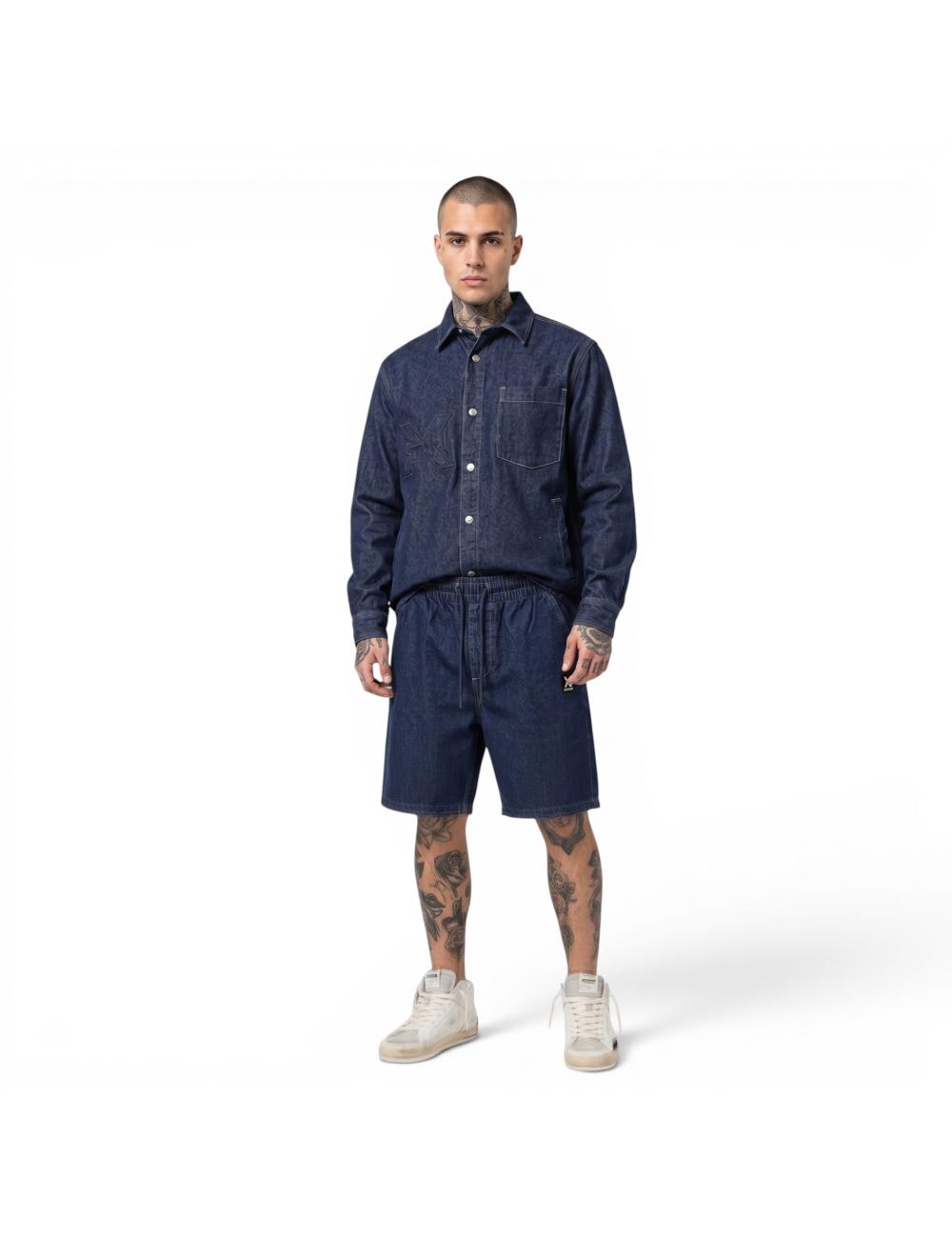 John Richmond dark denim Bermuda shorts