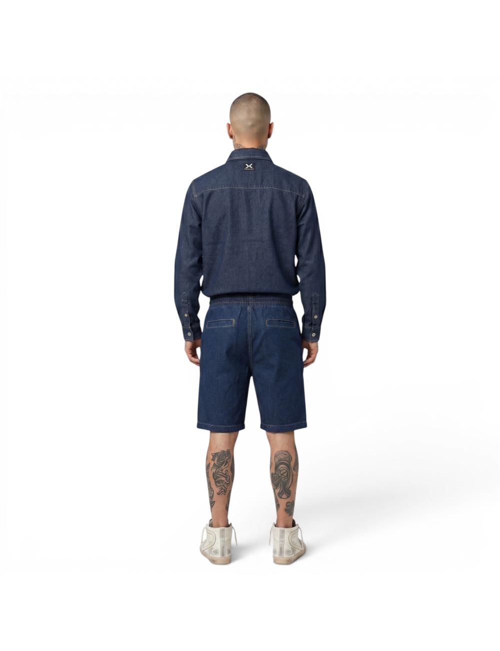 John Richmond dark denim Bermuda shorts