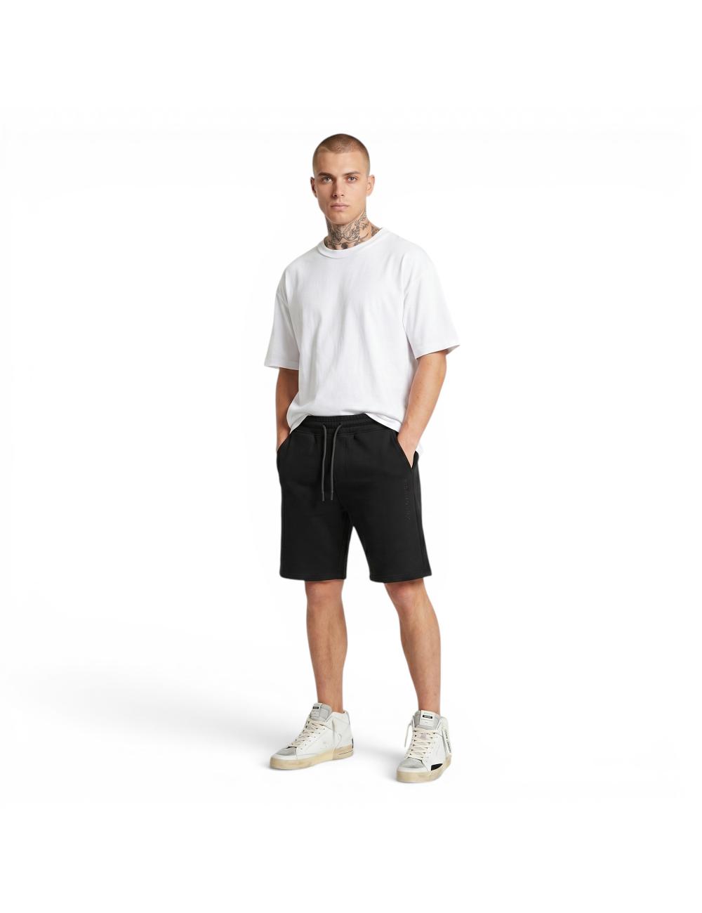 John Richmond black fleece Bermuda shorts