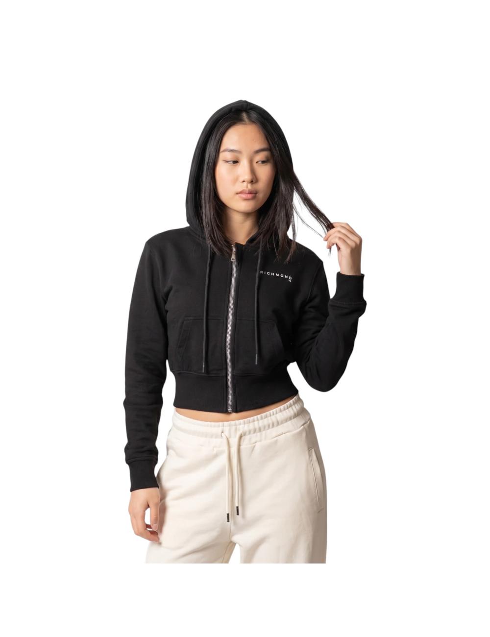 John Richmond cropped sweatshirt with hood and zipper