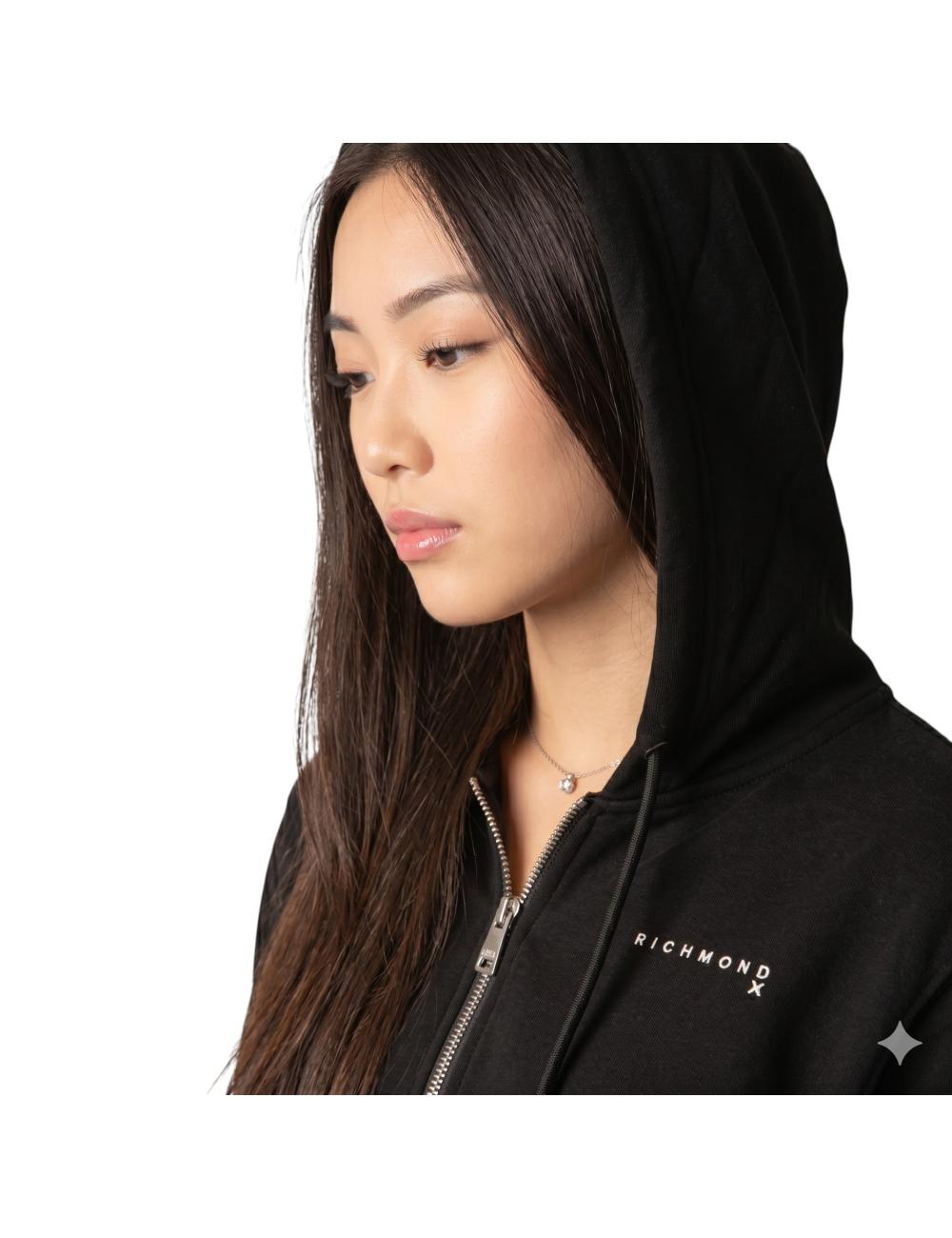 John Richmond cropped sweatshirt with hood and zipper
