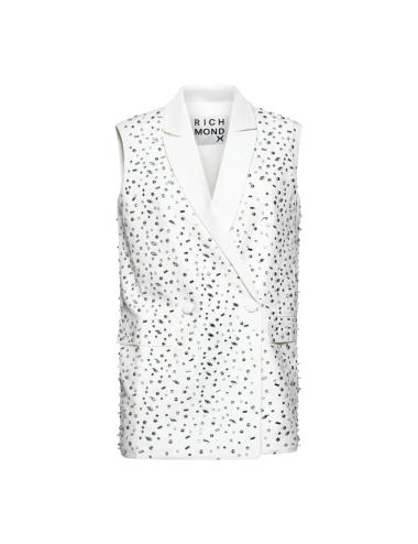 John Richmond white rhinestone vest