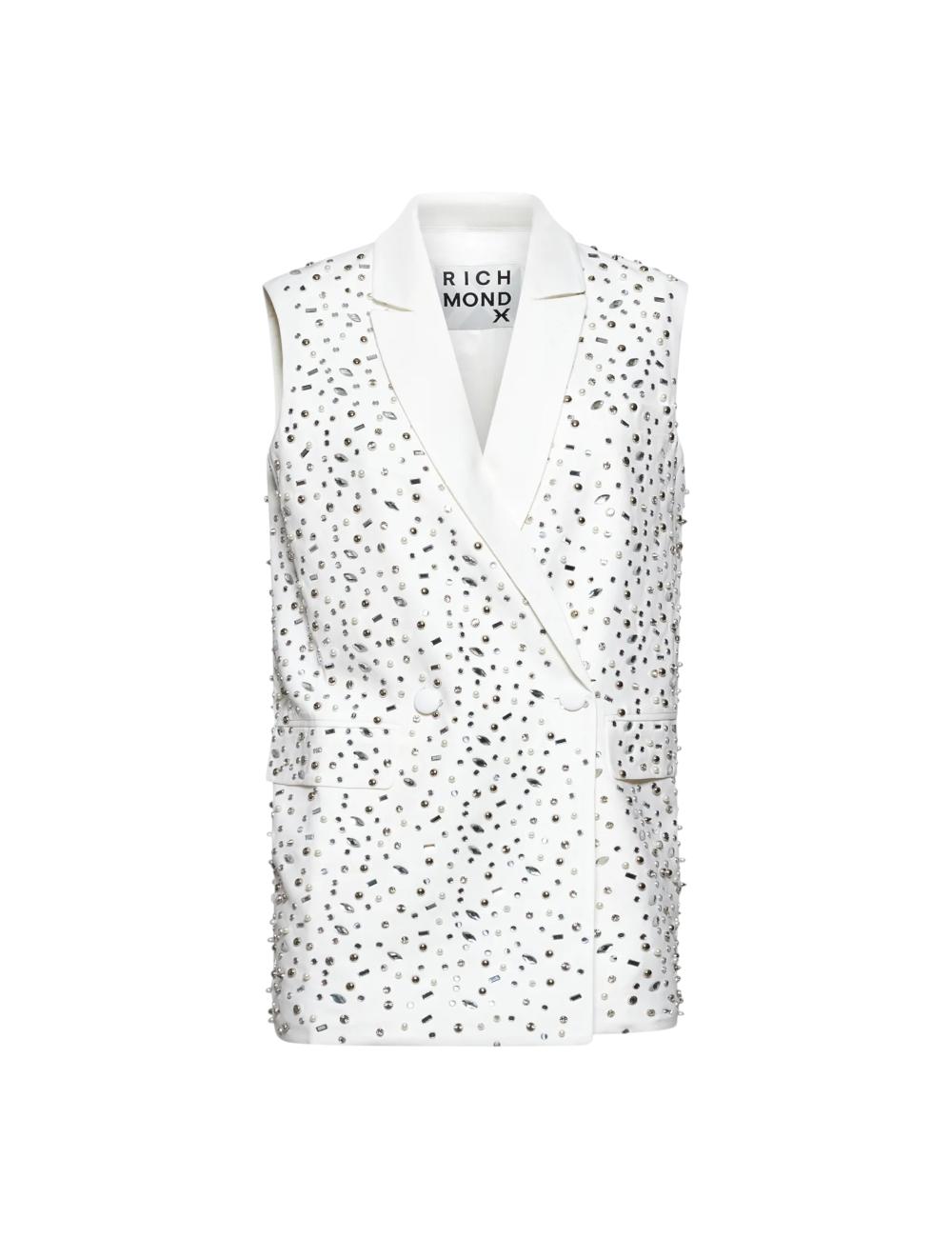 John Richmond white rhinestone vest