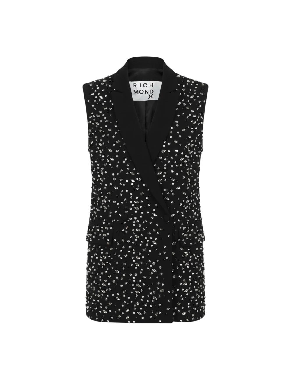 John Richmond black vest with rhinestones