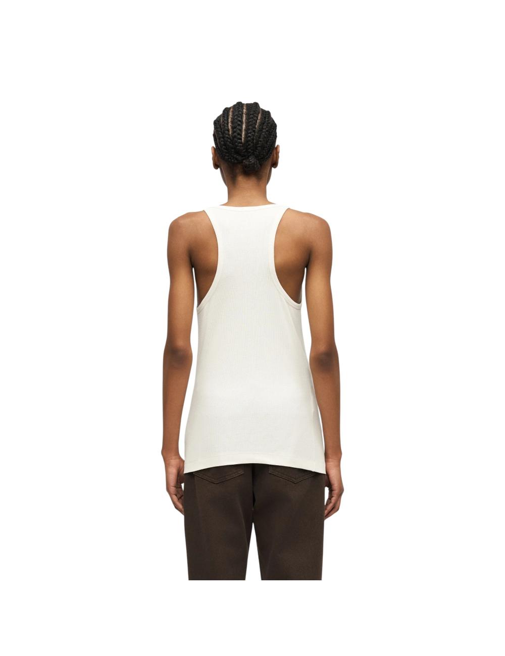 Pinko beige ribbed tank top with chain