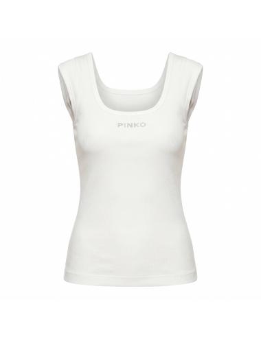 Pinko White Ribbed Tank Top