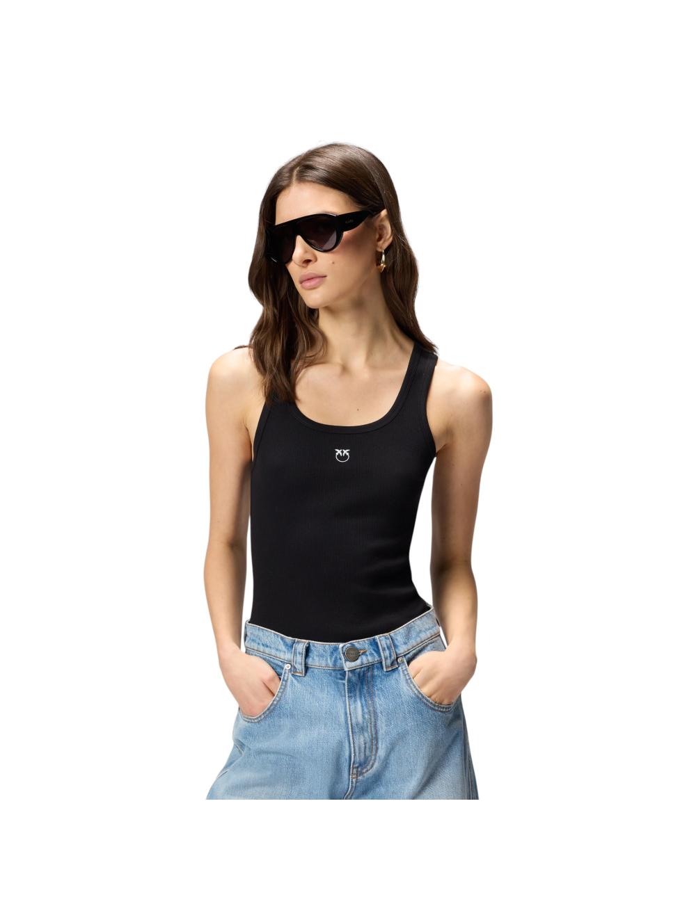 Pinko ribbed tank top black calculator