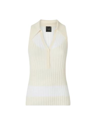 Pinko beige knit polo tank top