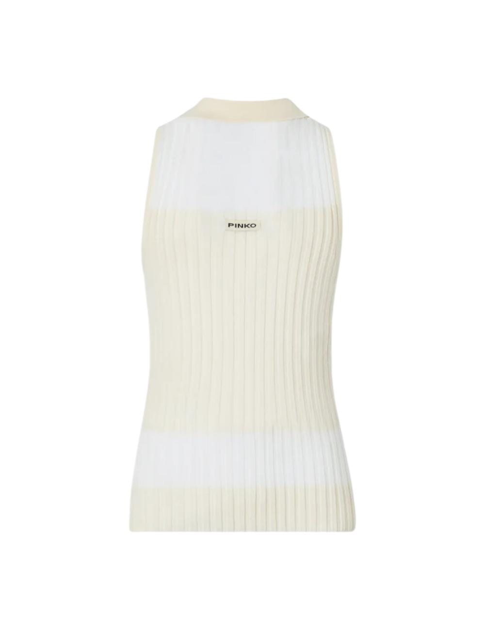 Pinko beige knit polo tank top