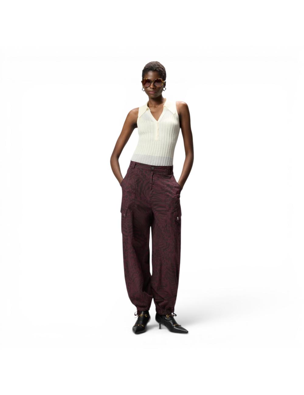 Pinko beige knit polo tank top