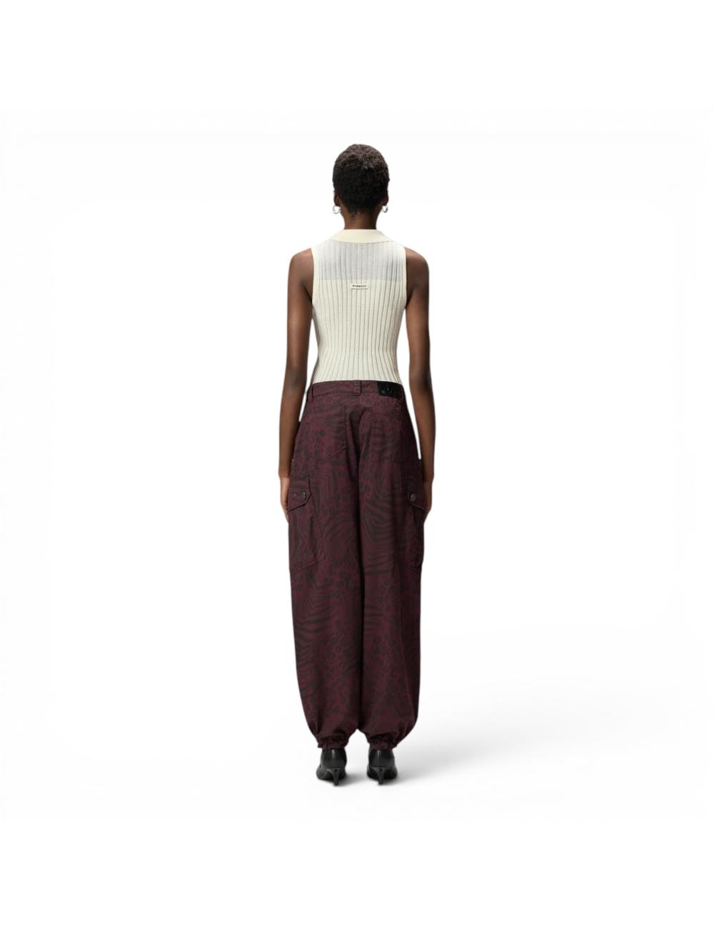 Pinko beige knit polo tank top