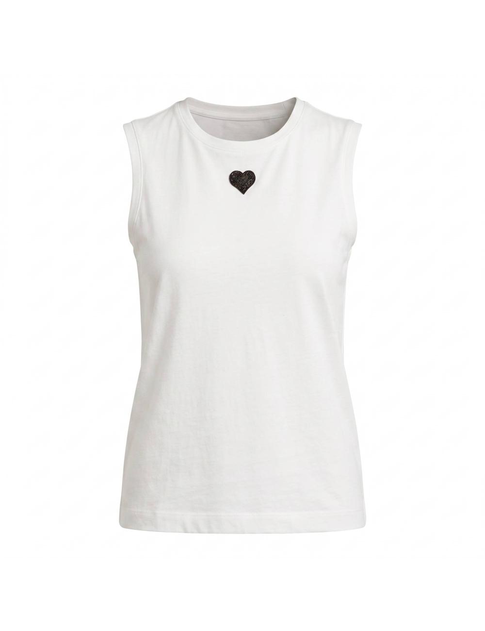 Pinko maglia smanicata bianca con cuore