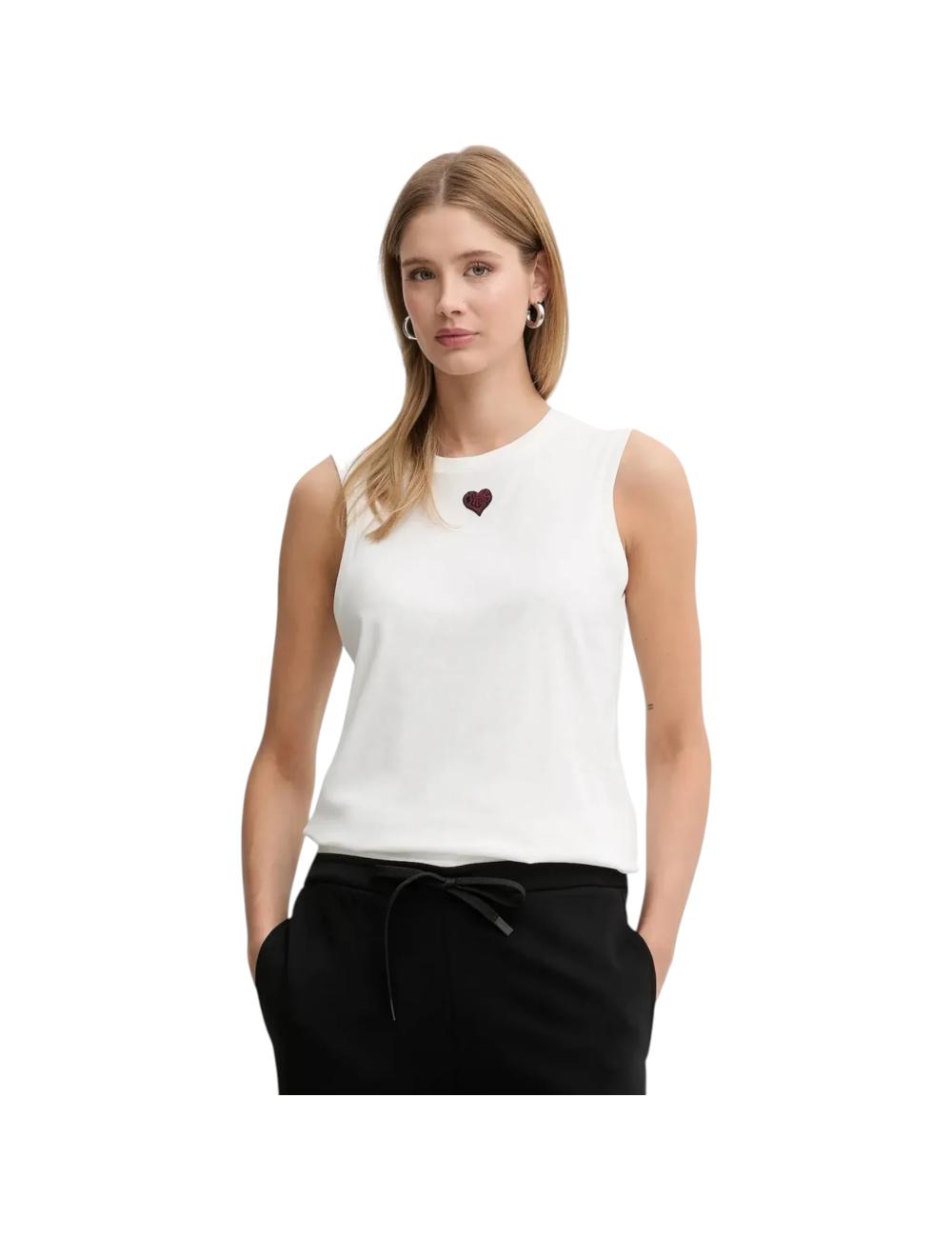 Pinko white tank top with heart