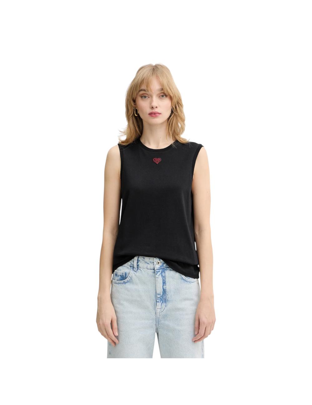 Pinko black tank top with heart