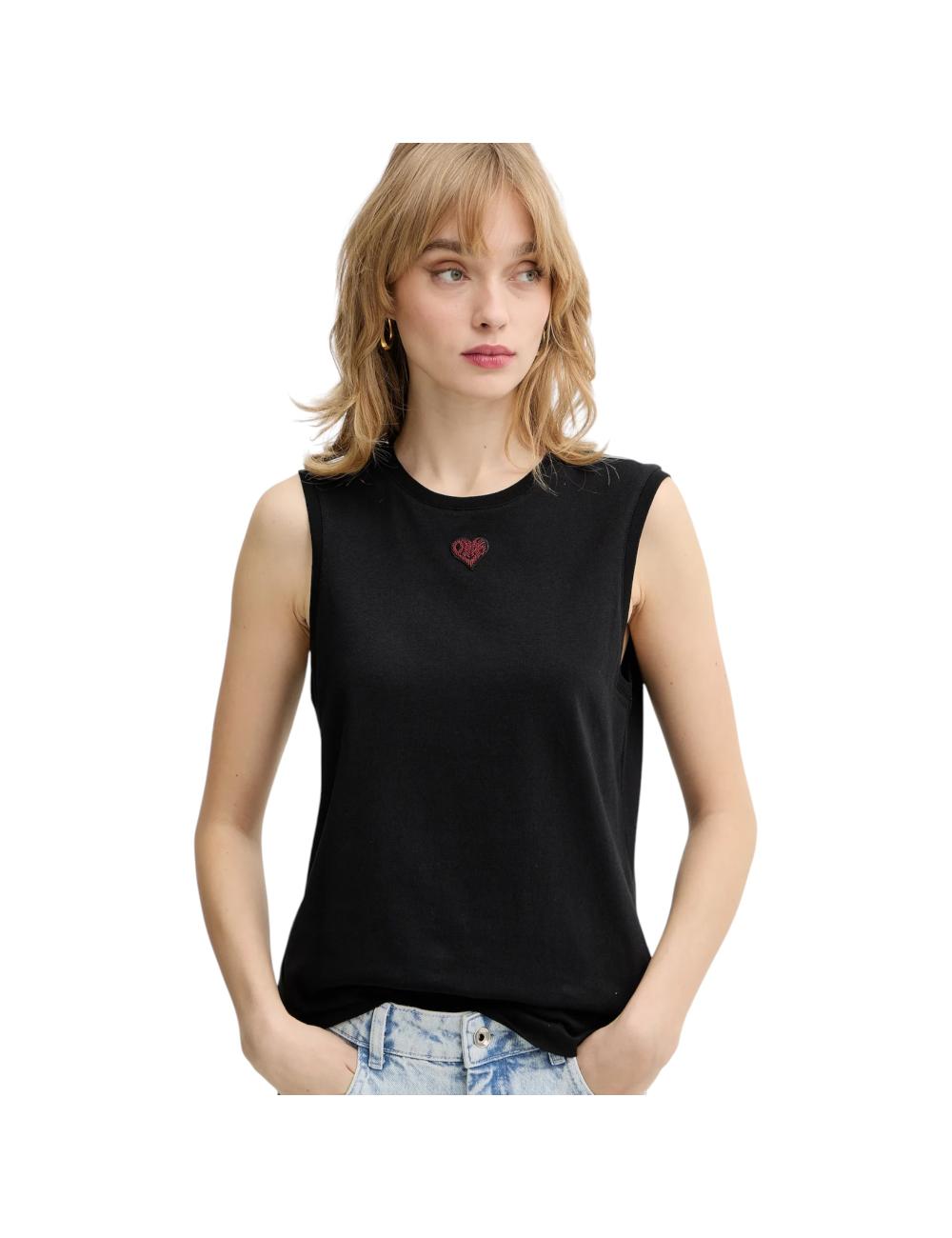 Pinko black tank top with heart