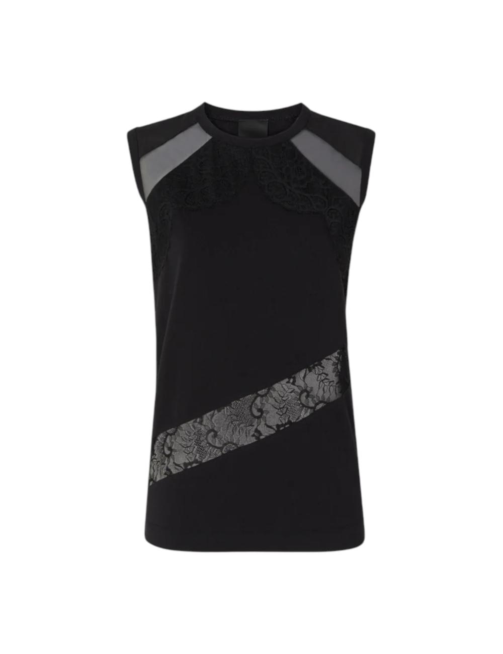 Pinko black top with lace inserts