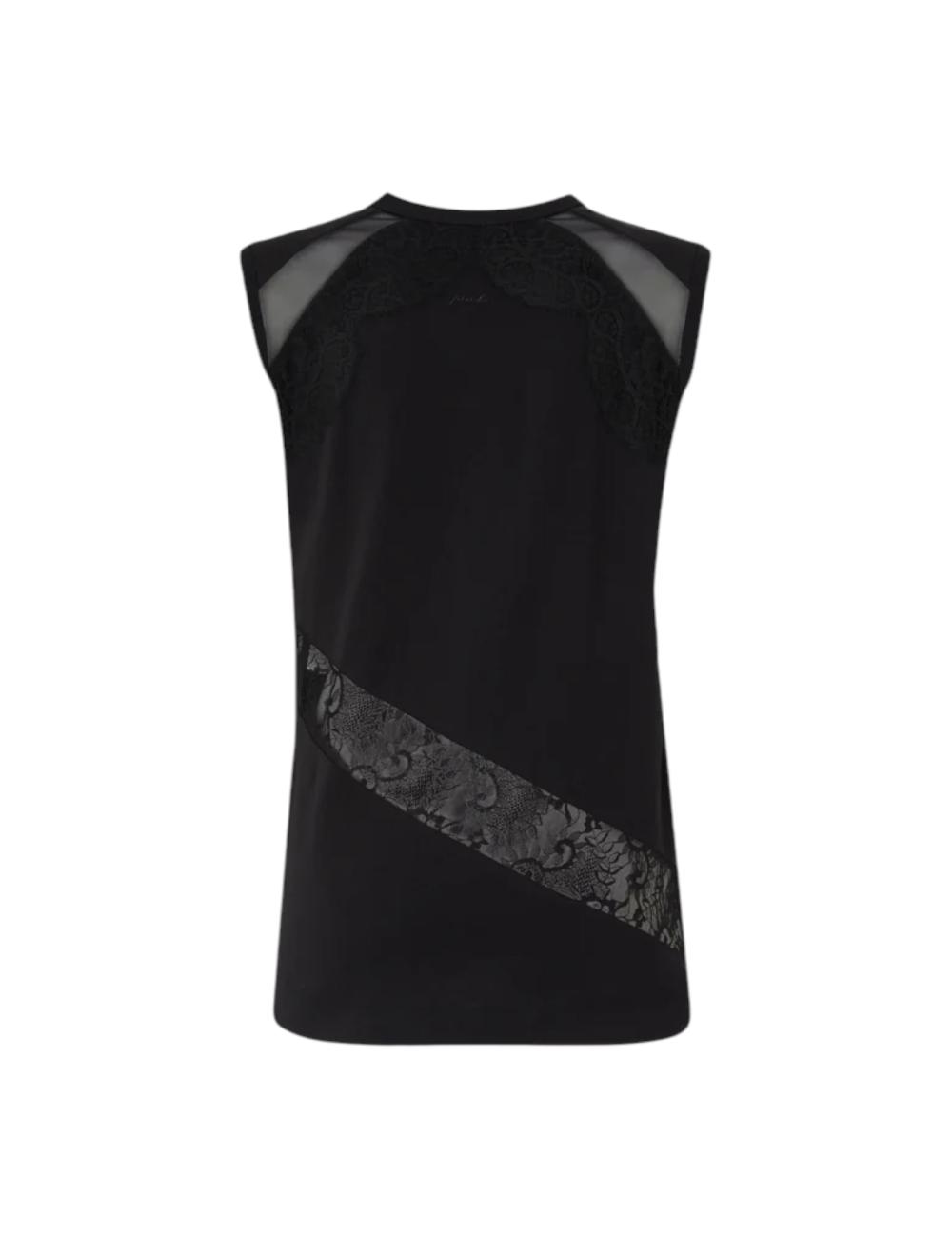 Pinko black top with lace inserts