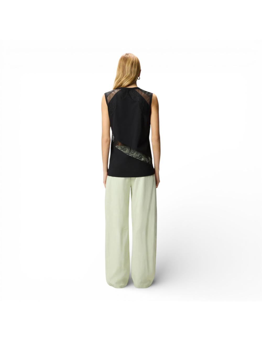Pinko black top with lace inserts