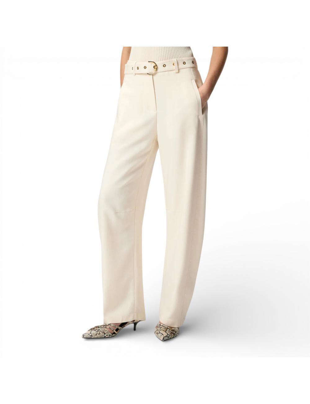 Pinko beige wide trousers with belt