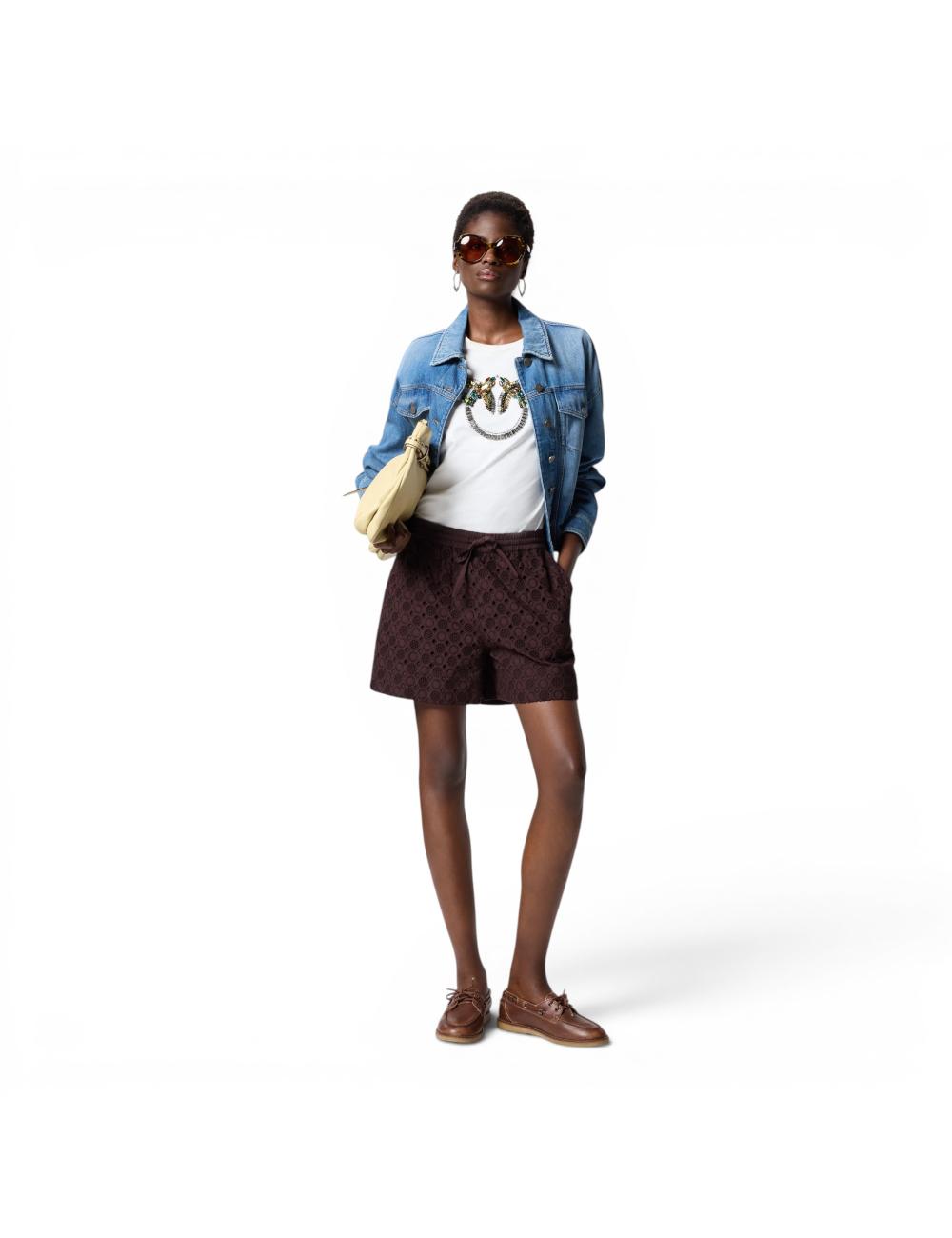 Pinko white t-shirt with jewel appliqués