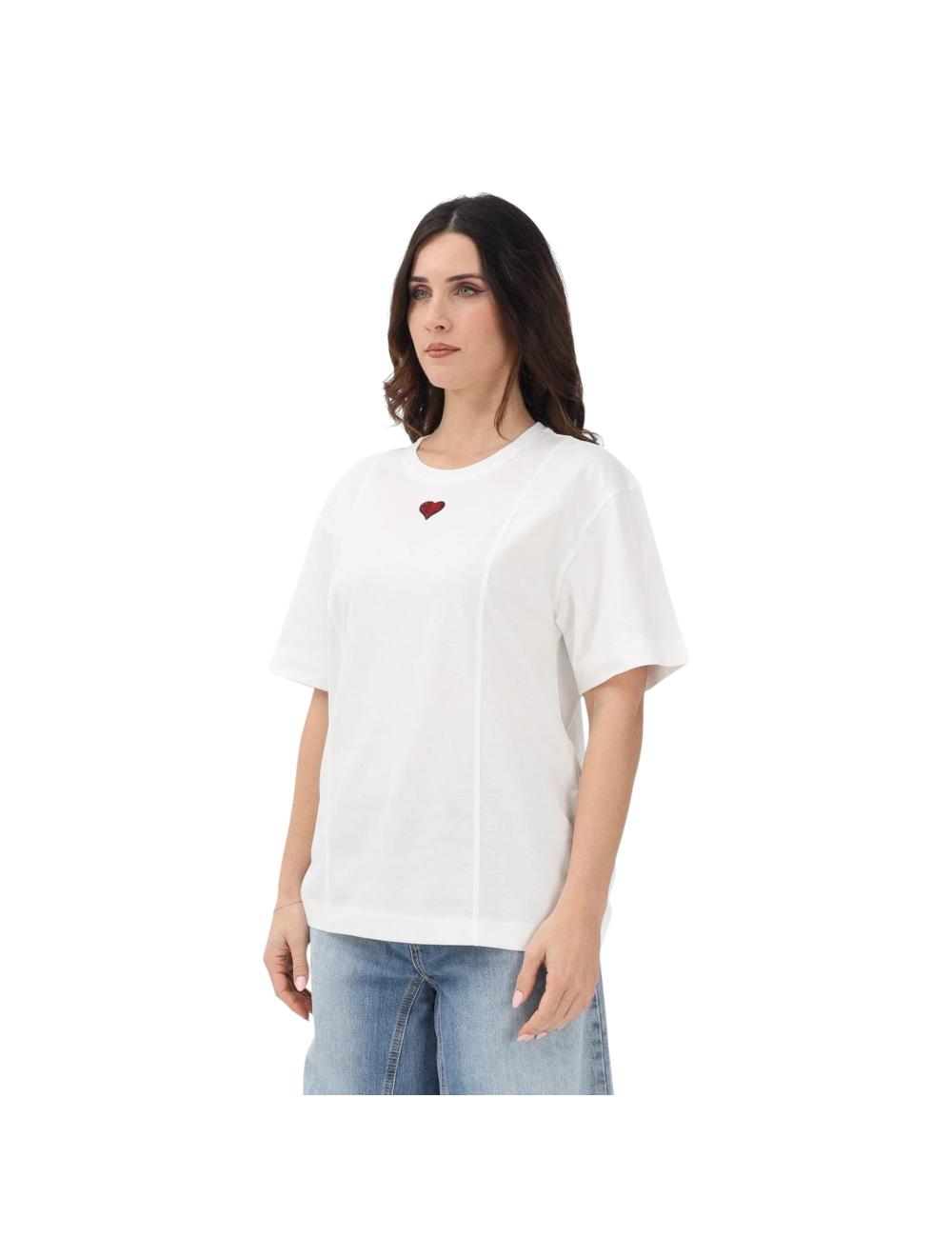 Pinko t-shirt bianca con cuore