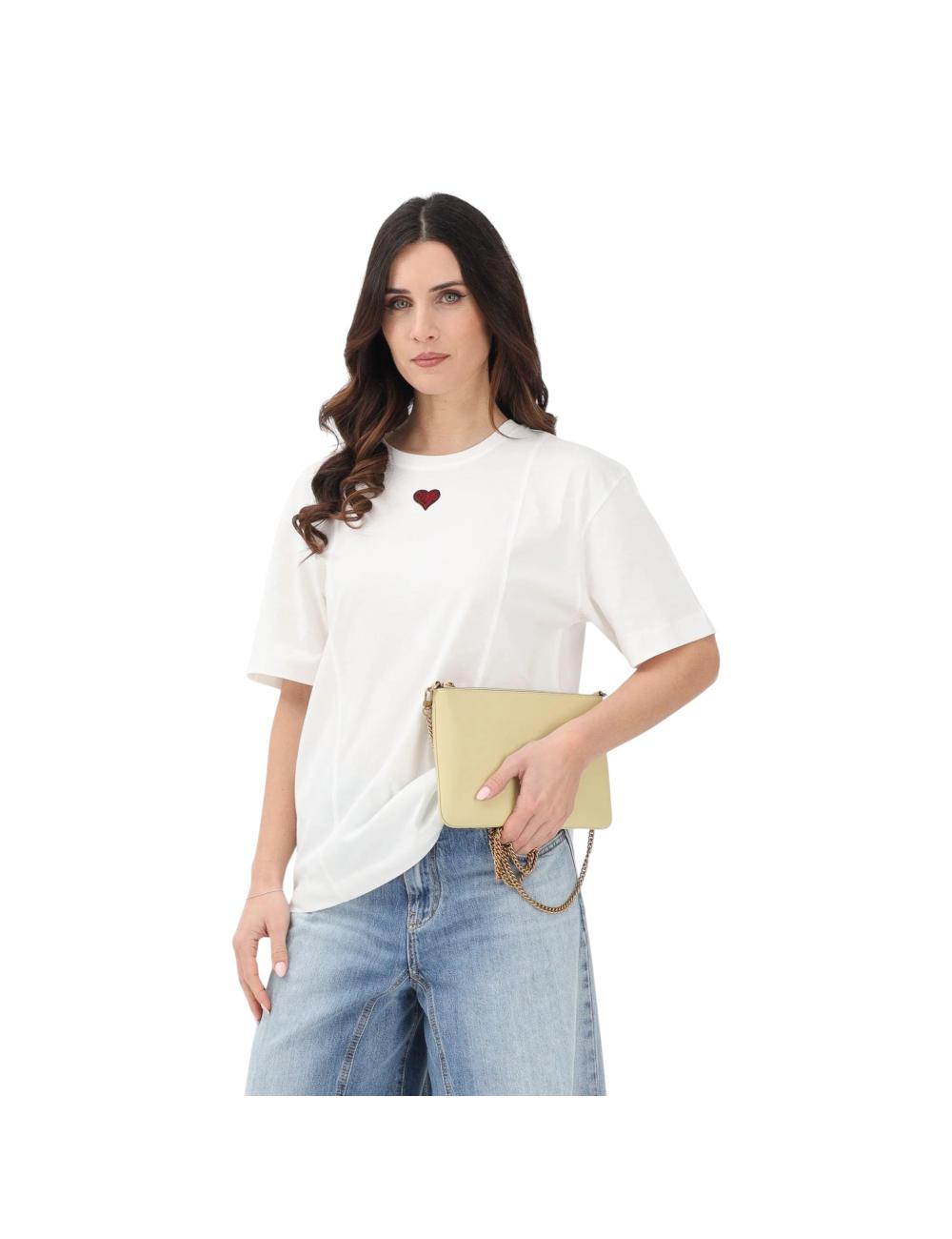Pinko t-shirt bianca con cuore