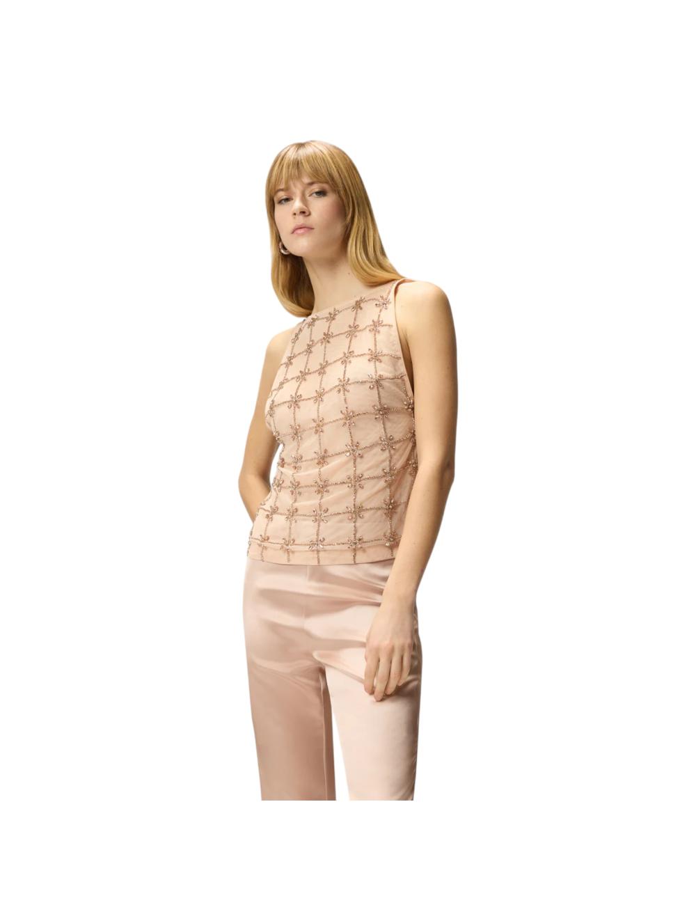 Pinko top with pink crystals