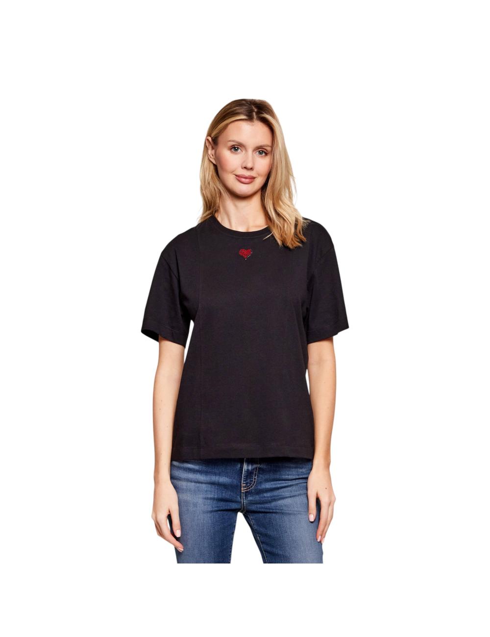 Pinko t-shirt nera con cuore