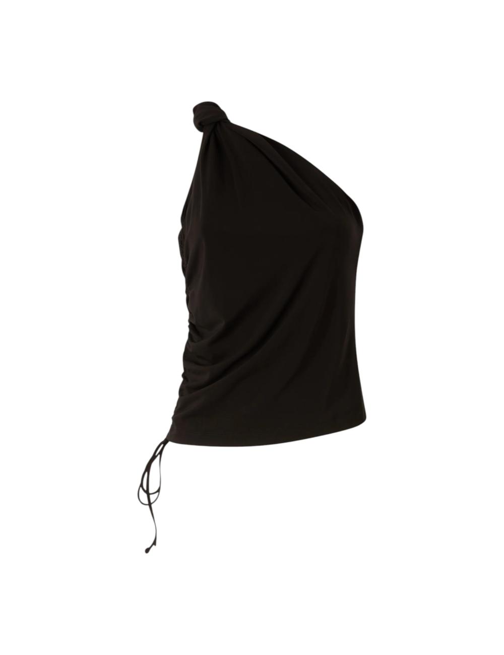 Pinko black one-shoulder top with knot