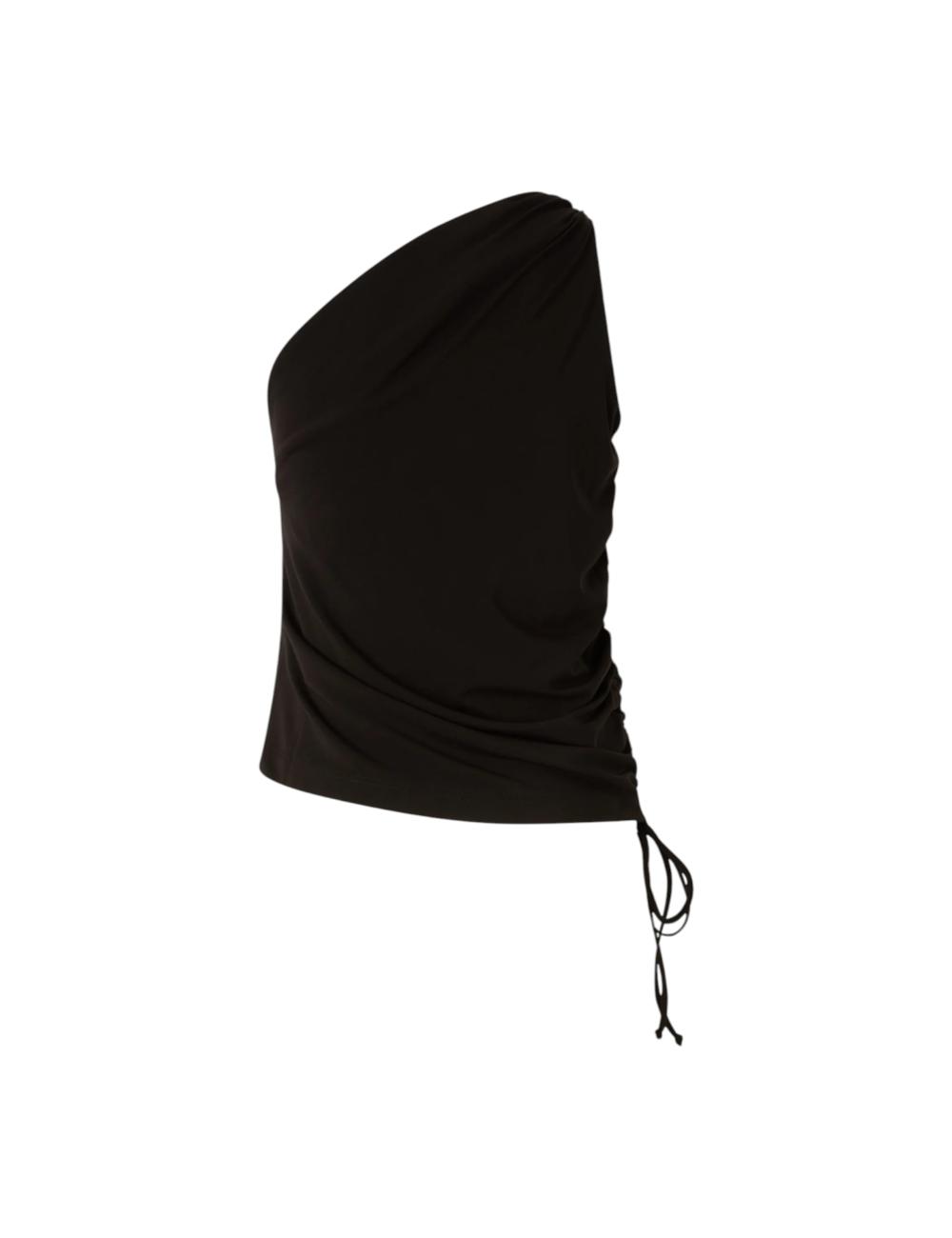 Pinko black one-shoulder top with knot