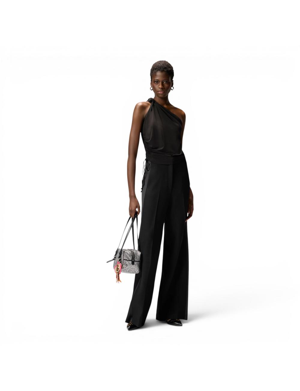 Pinko black one-shoulder top with knot