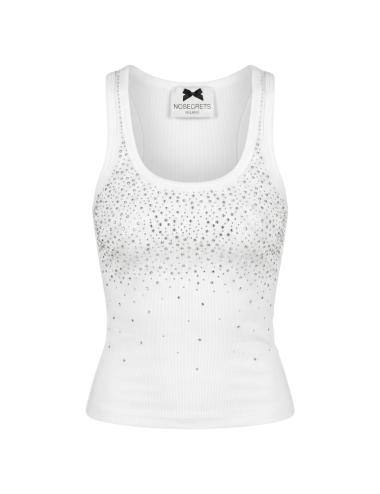 Nosecrets white tank top with rhinestones