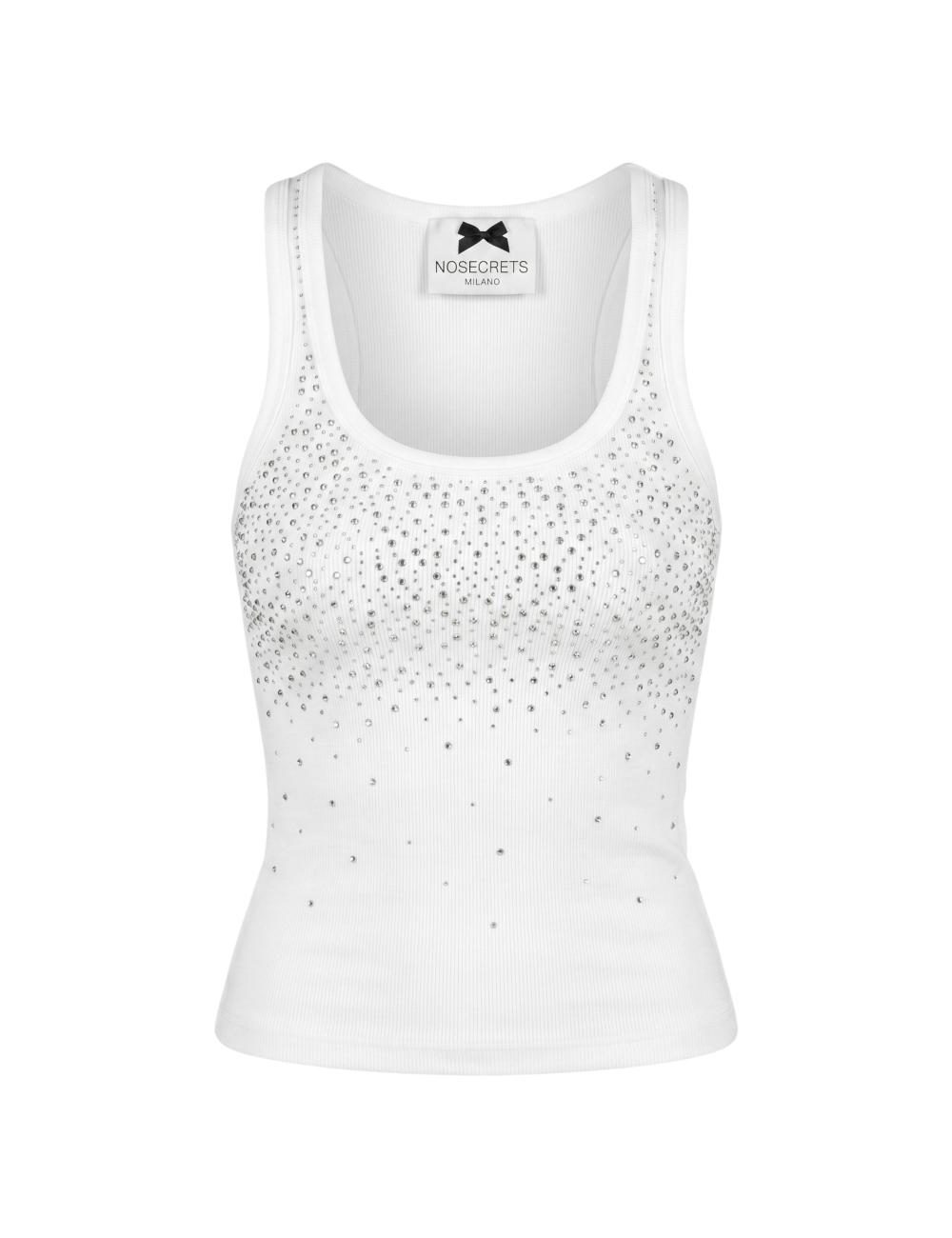 Nosecrets white tank top with rhinestones