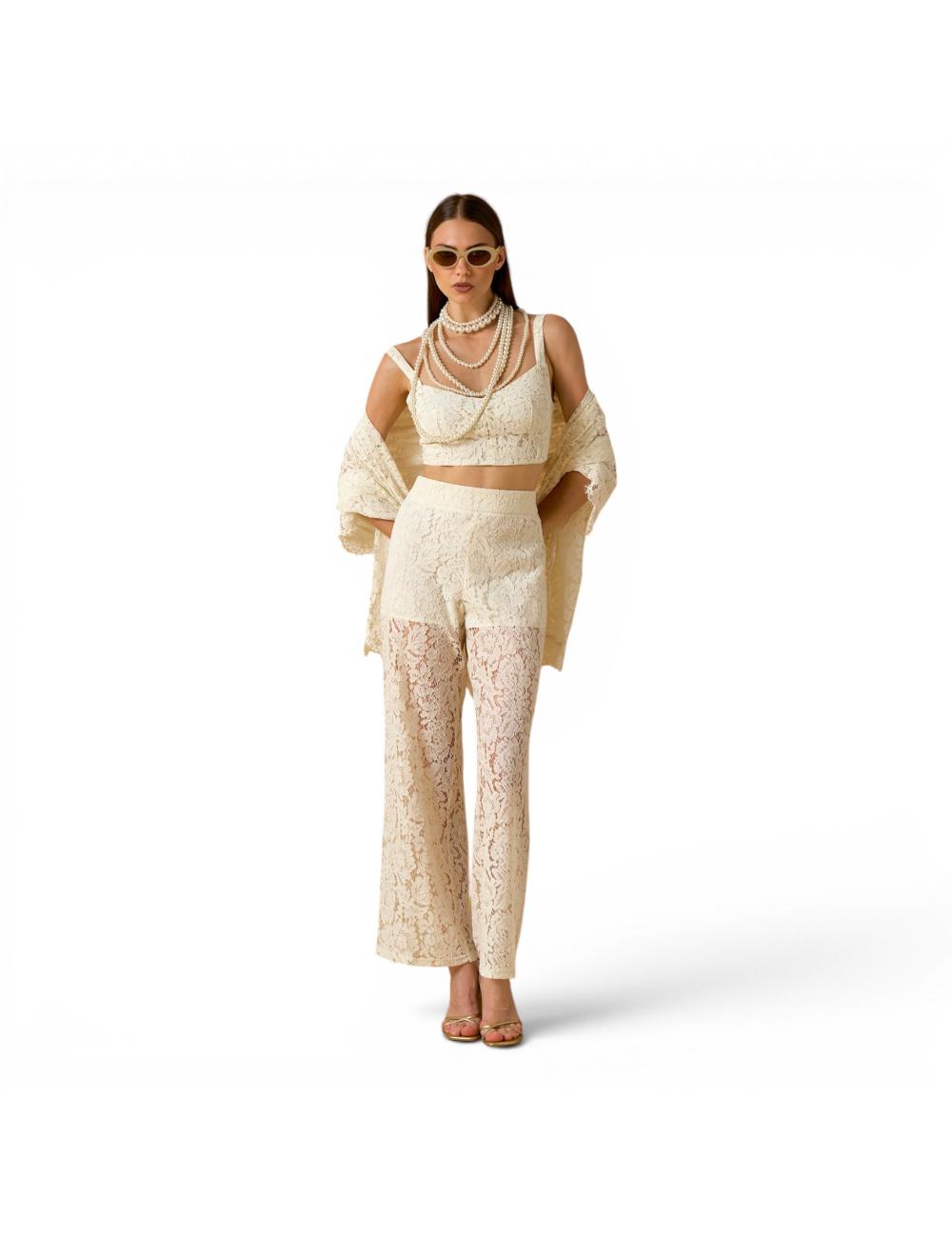 Nosecrets ivory lace trousers