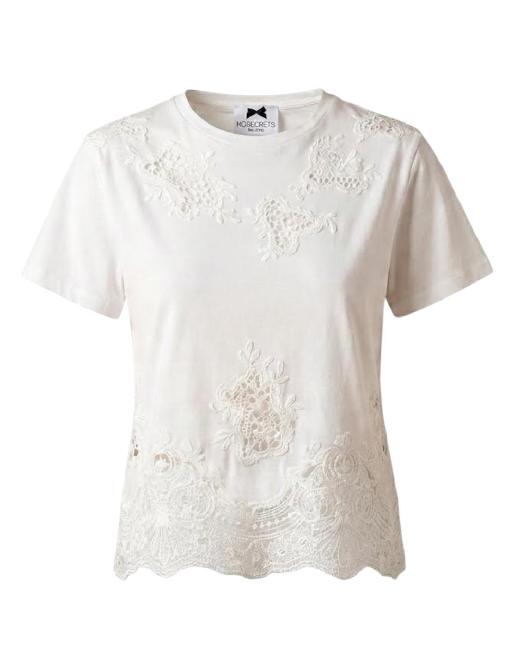 Nosecrets white t-shirt with lace