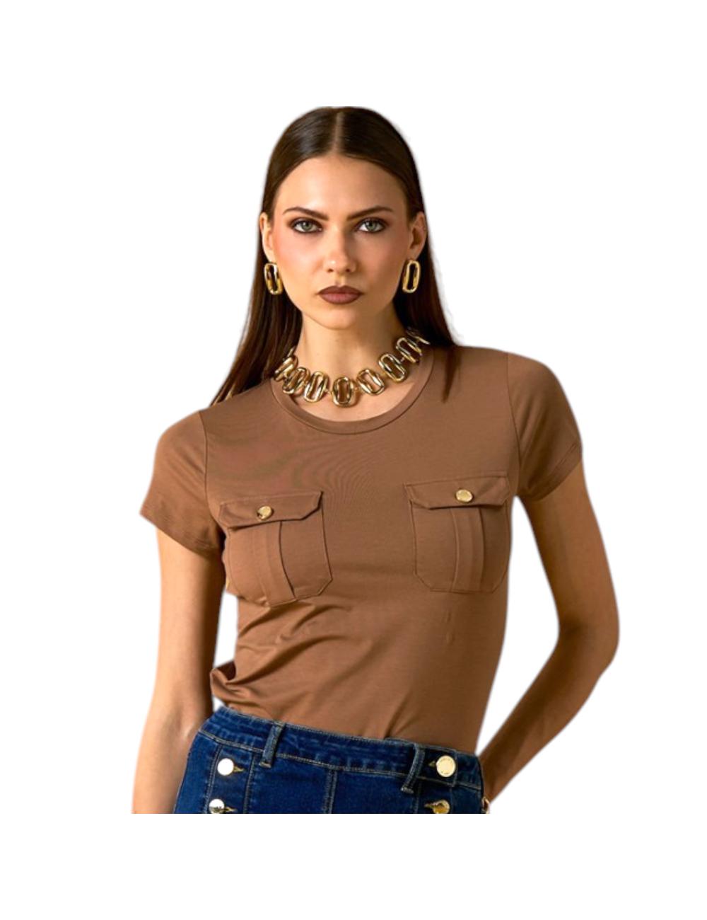 NoSecrets brown t-shirt with breast pockets