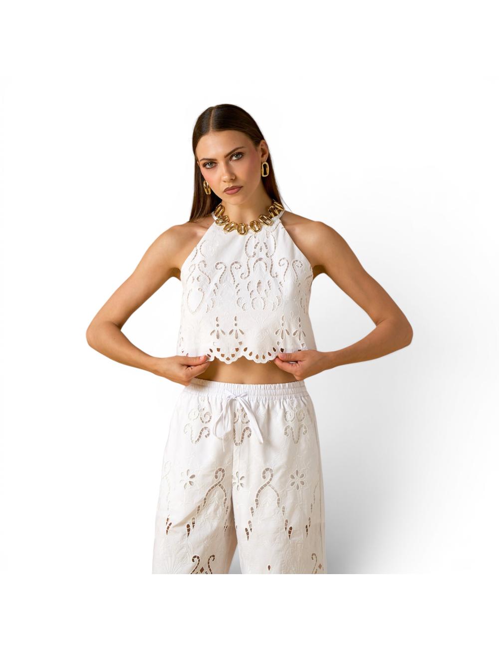 NoSecrets white top with embroidery