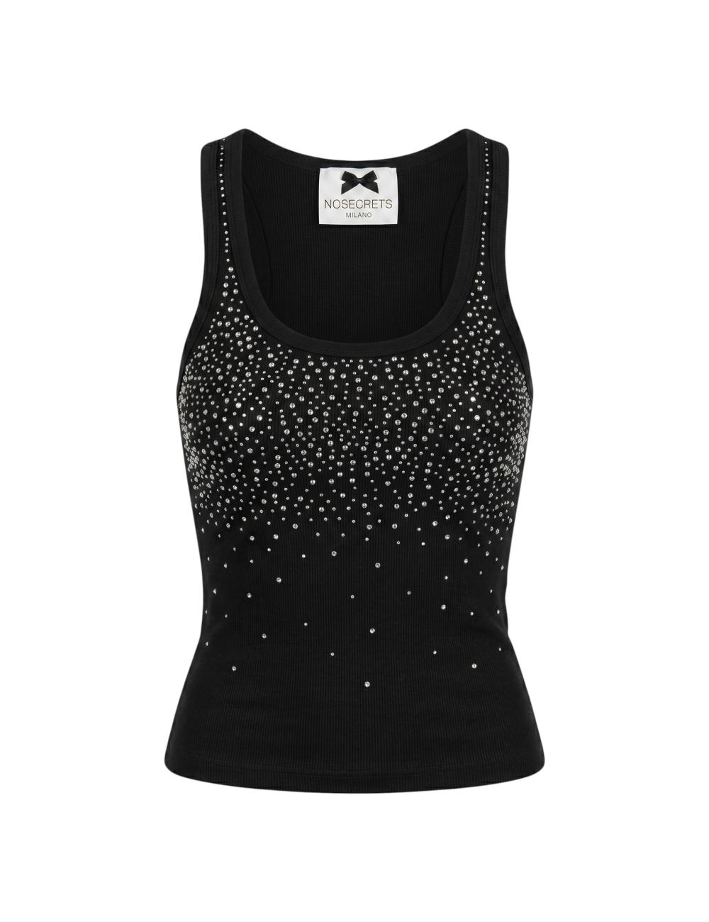 Nosecrets black tank top with rhinestones
