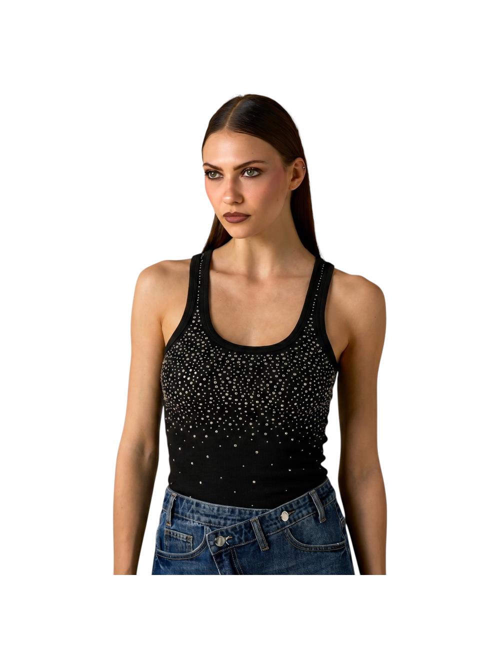 Nosecrets black tank top with rhinestones