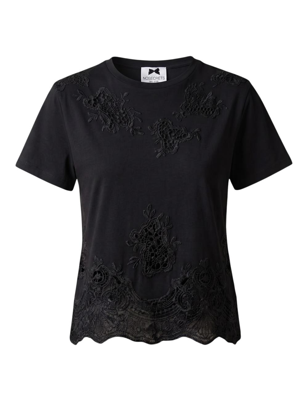 Nosecrets black t-shirt with lace