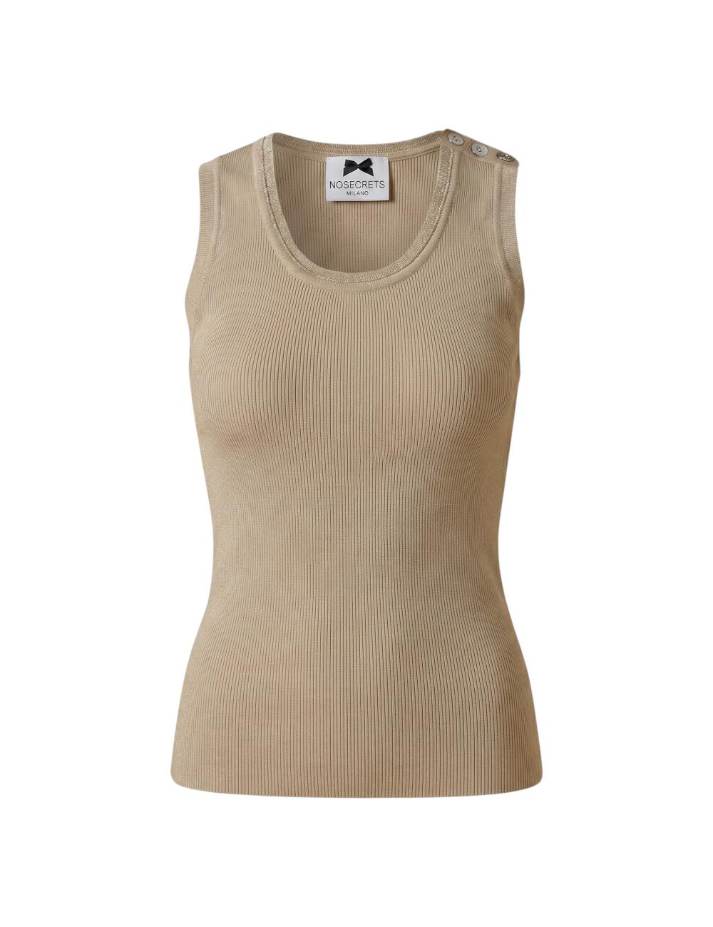 NoSecrets beige top with rhinestones