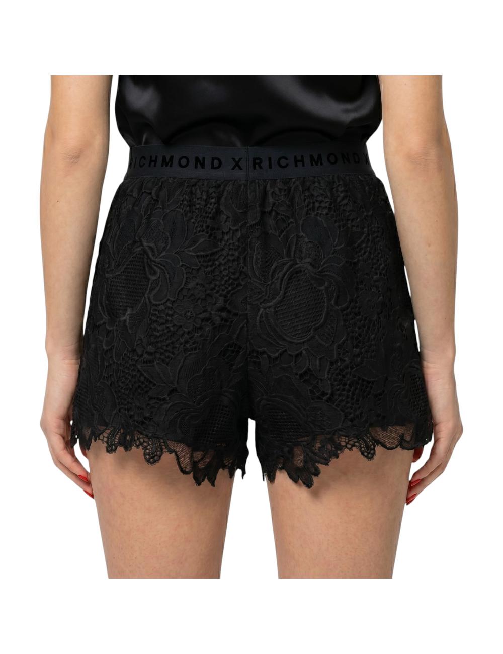 John Richmond short in pizzo nero