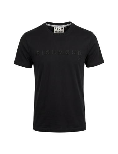 John Richmond T-shirt uomo nero con logo in rilievo