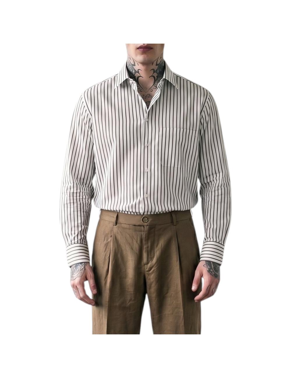 Outfit camicia bianca a righe