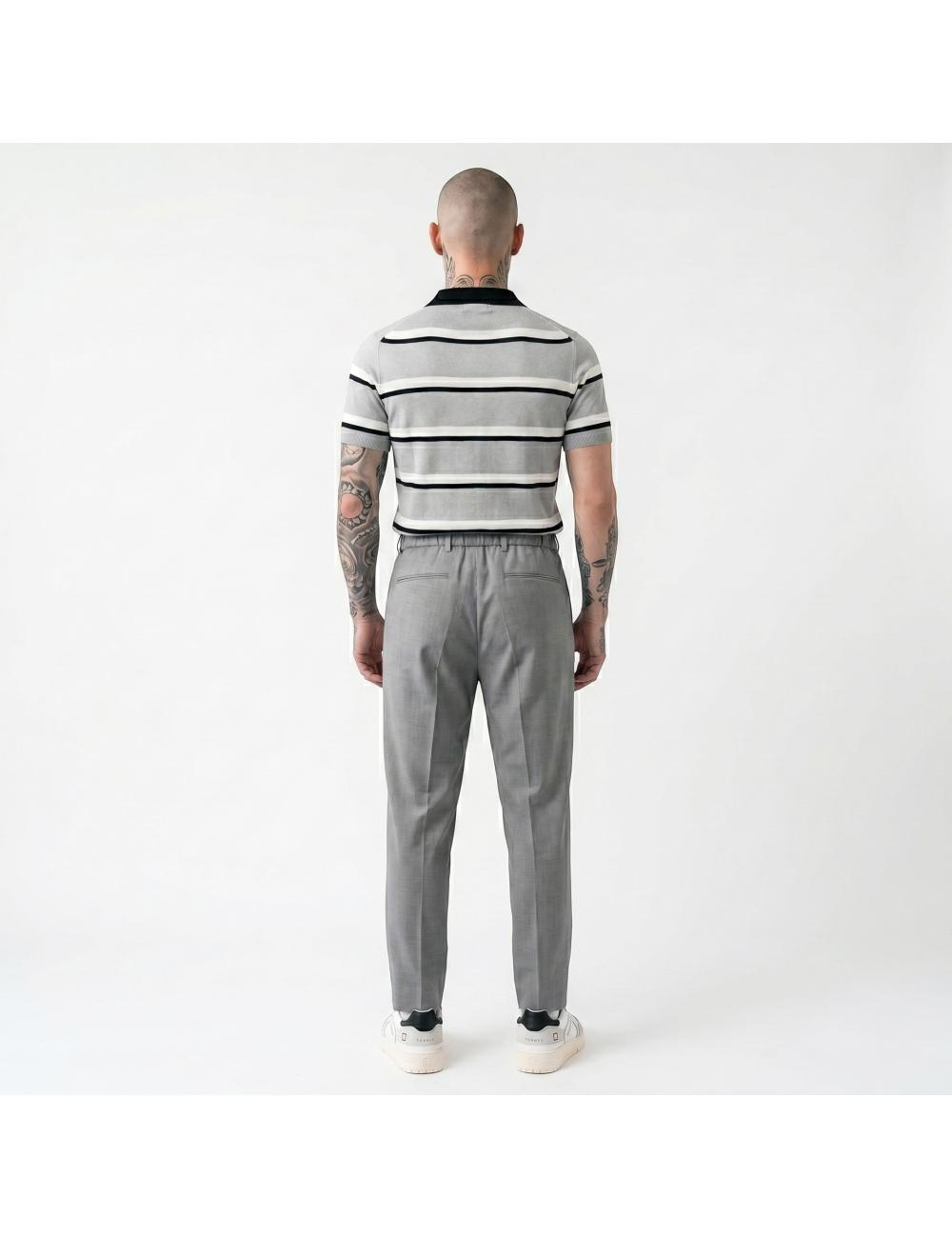 Outfit polo a righe maniche...