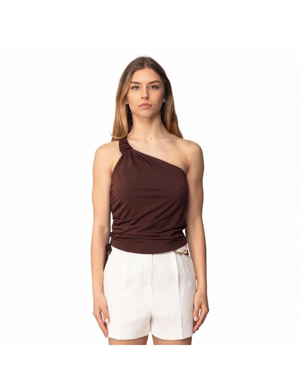 Pinko brown one-shoulder...
